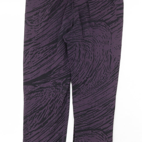 Kalenji Womens Purple Geometric Polyester Compression Leggings Size 10 Regular Pullover