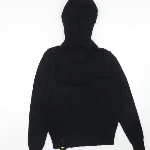 Le Brave Mens Black Round Neck Cotton Pullover Jumper Size M Long Sleeve - Henley