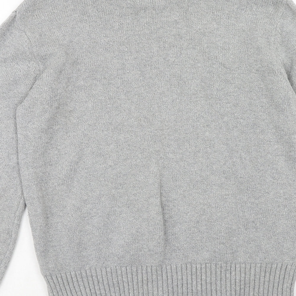 Firetrap Mens Grey Round Neck Cotton Pullover Jumper Size M Long Sleeve