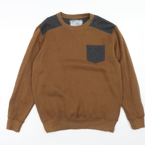 Twisted Soul Mens Brown Cotton Pullover Sweatshirt Size M - Elbow Patches