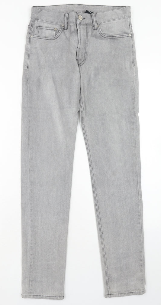 H&M Mens Grey Cotton Skinny Jeans Size 28 in Slim Zip