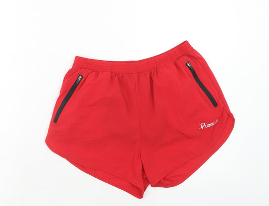 Puddola Womens Red Nylon Sweat Shorts Size S Regular Pull On