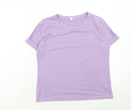 Preworn Womens Purple Polyester Basic T-Shirt Size S Scoop Neck Pullover