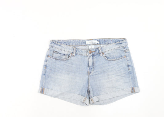 H&M Womens Blue Cotton Hot Pants Shorts Size 28 in Regular Zip