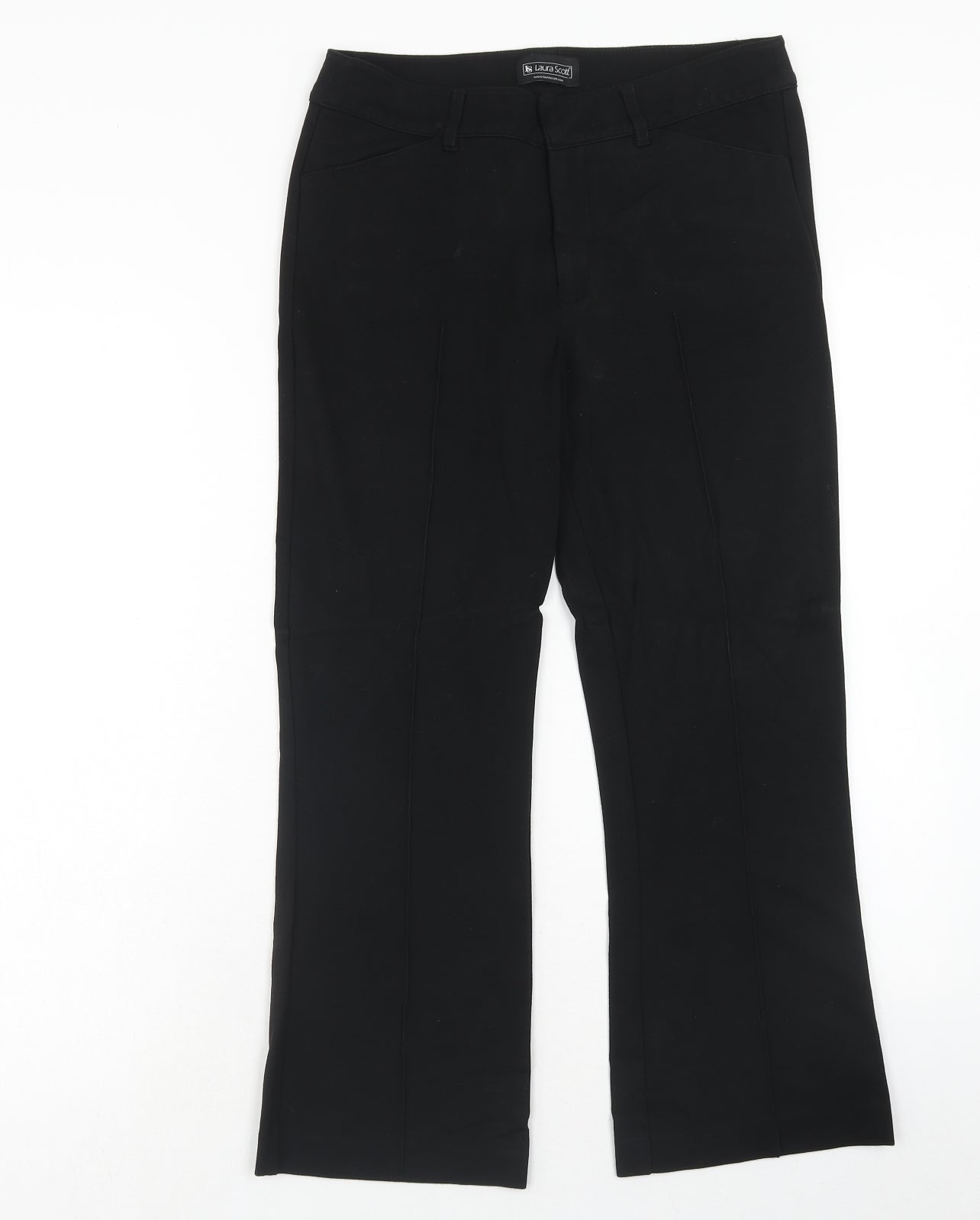 Laura Scott Womens Black Viscose Dress Pants Trousers Size 14 Regular Hook & Eye