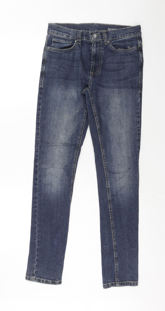 F&F Mens Blue Cotton Skinny Jeans Size 28 in L32 in Regular Zip