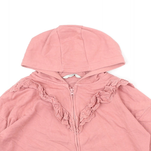 George Girls Pink Cotton Full Zip Hoodie Size 10-11 Years Zip