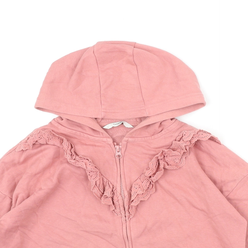 George Girls Pink Cotton Full Zip Hoodie Size 10-11 Years Zip