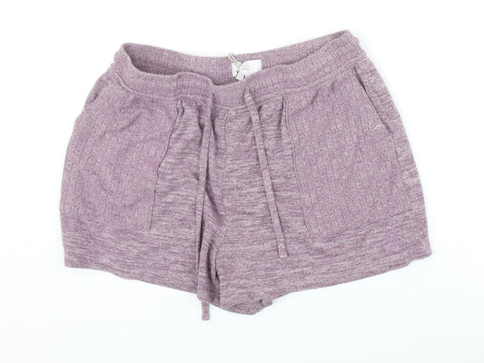 Fat Face Womens Purple Viscose Sweat Shorts Size 12 Regular Drawstring