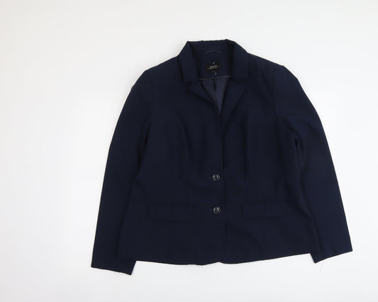 Papaya Womens Blue Polyester Jacket Blazer Size 20