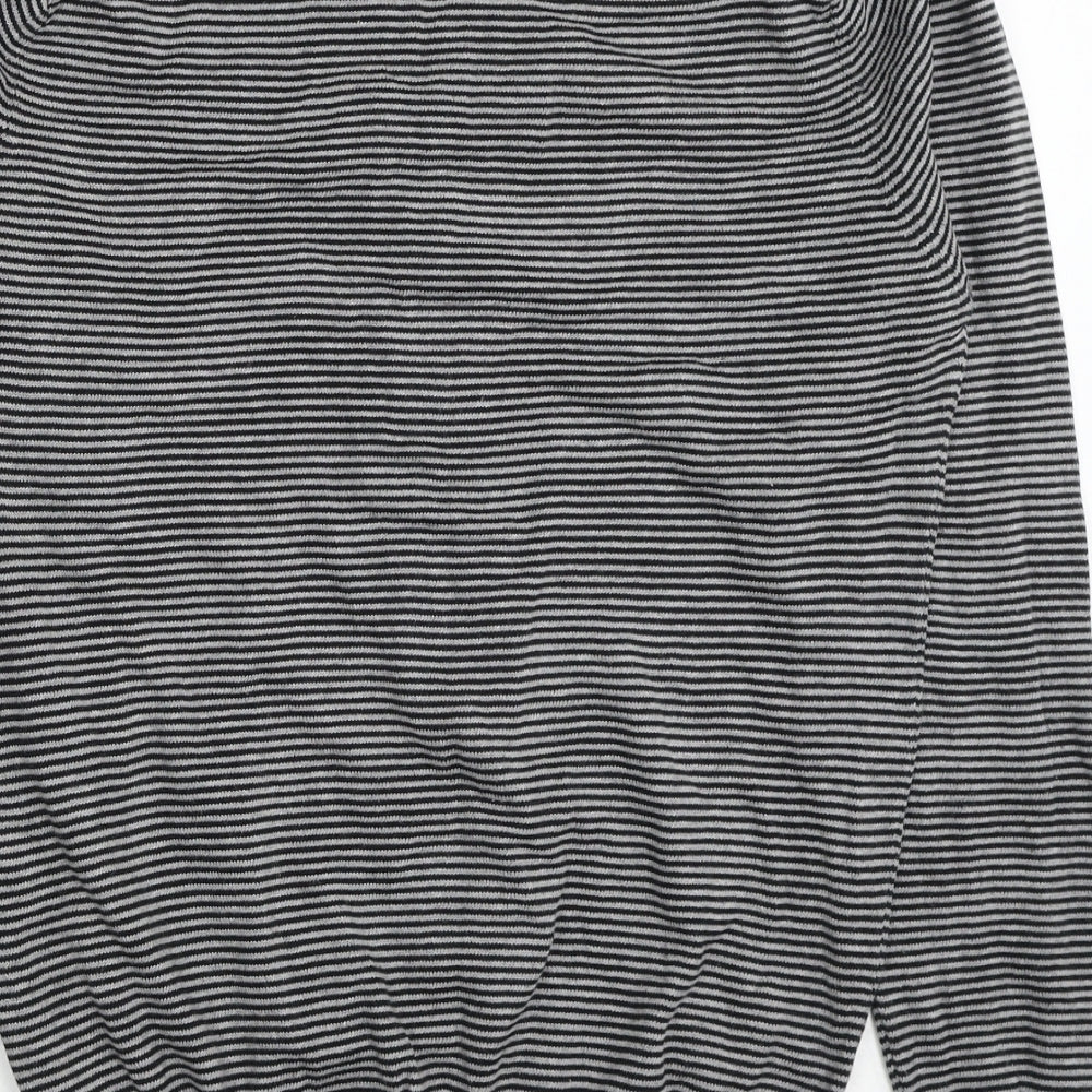 Cedar Wood State Mens Black V-Neck Striped Cotton Cardigan Jumper Size M Long Sleeve