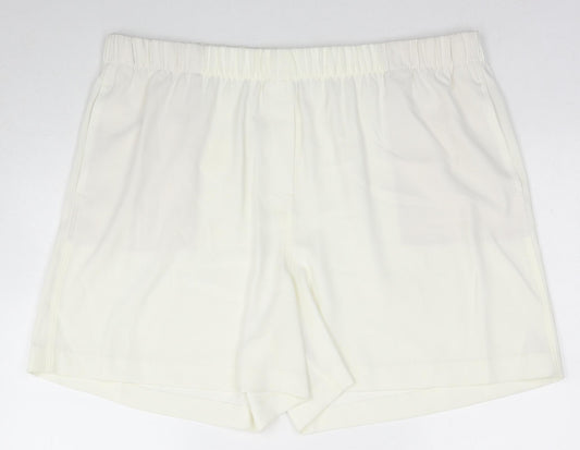 Marks and Spencer Womens White Polyester Basic Shorts Size 22 Regular Zip