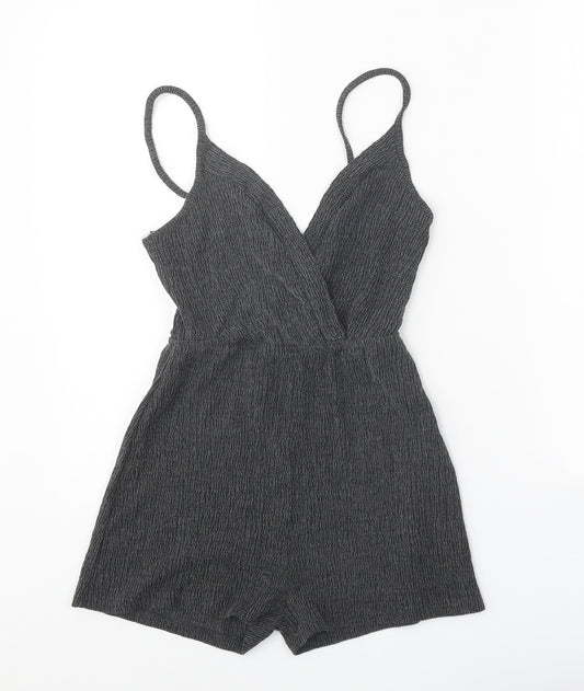 Pull&Bear Womens Grey Polyester Playsuit One-Piece Size S Pullover