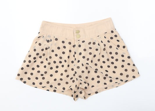 Divided Womens Beige Polka Dot Polyester Basic Shorts Size 6 Regular Zip