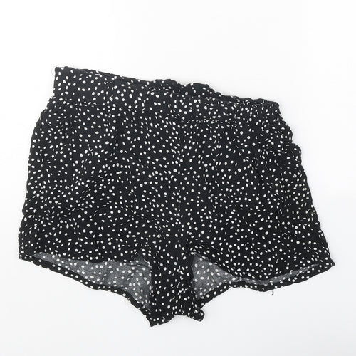 Primark Womens Black Polka Dot Polyester Basic Shorts Size 10 Regular Pull On