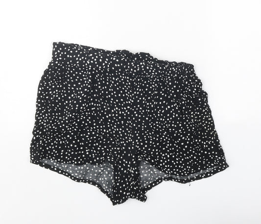 Primark Womens Black Polka Dot Polyester Basic Shorts Size 10 Regular Pull On
