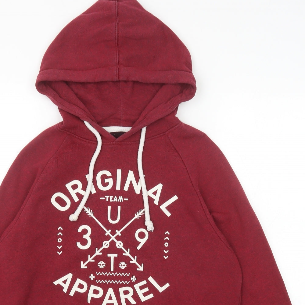 Cedar Wood State Mens Red Cotton Pullover Hoodie Size S - Original Apparel