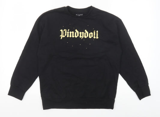 Pindydoll Girls Black Cotton Pullover Sweatshirt Size 10-11 Years Pullover