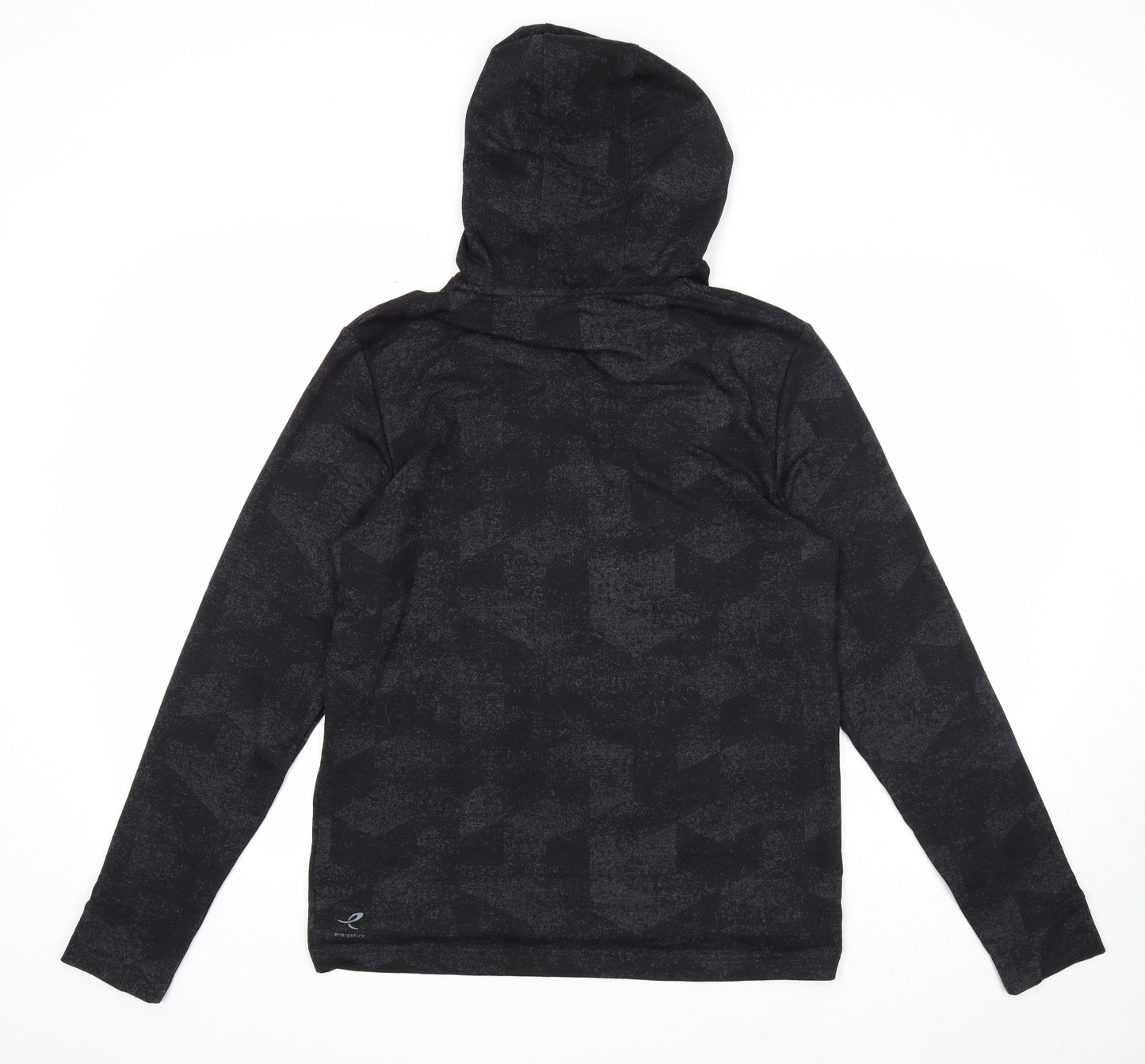 ENERGETICS Mens Black Geometric Polyester Pullover Hoodie Size S