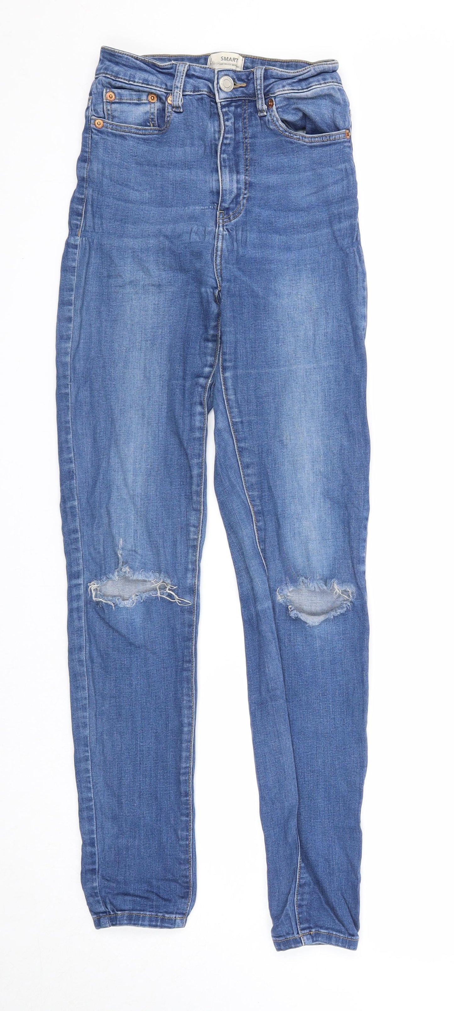 TALLY WEiJL Womens Blue Cotton Skinny Jeans Size 4 Regular Zip - Waist 22 inches