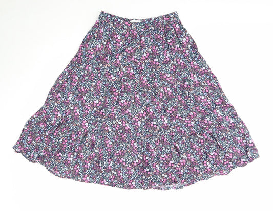 Marks and Spencer Girls Multicoloured Floral Viscose A-Line Skirt Size 10-11 Years Regular