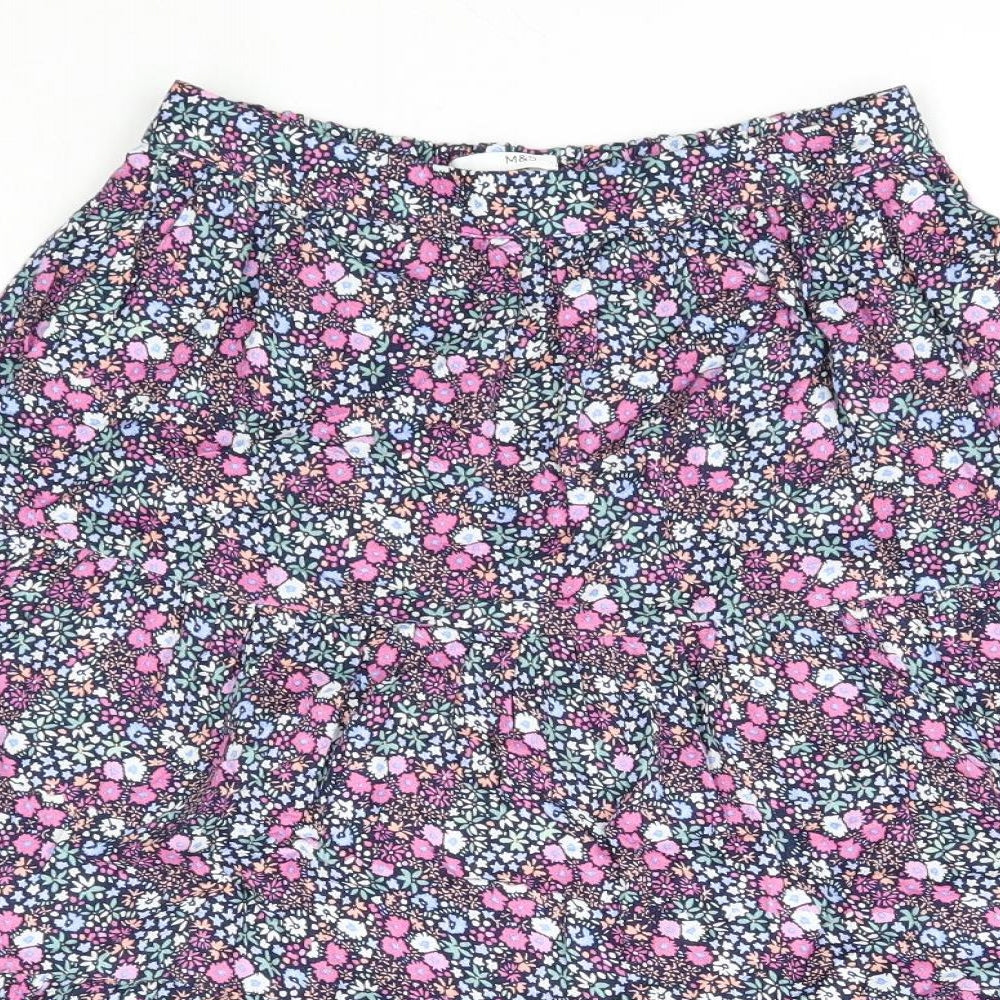 Marks and Spencer Girls Multicoloured Floral Viscose A-Line Skirt Size 10-11 Years Regular