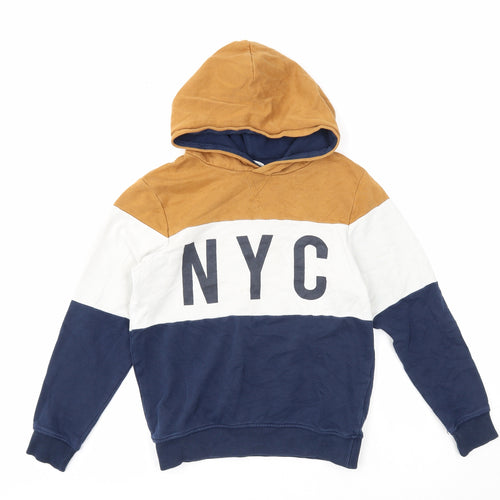 H&M Boys Multicoloured Colourblock Cotton Pullover Hoodie Size 9-10 Years Pullover - NYC