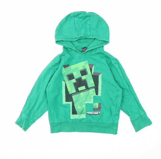 Vanilla Underground Boys Green Cotton Pullover Hoodie Size 5-6 Years Pullover - Minecraft