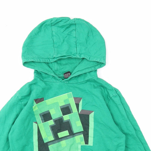 Vanilla Underground Boys Green Cotton Pullover Hoodie Size 5-6 Years Pullover - Minecraft