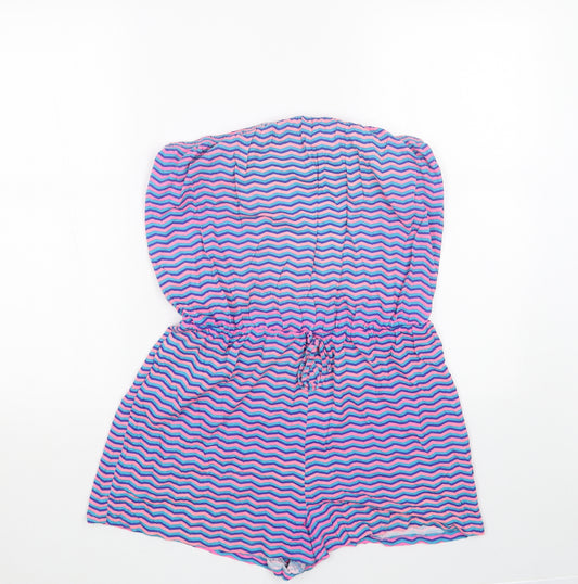 Preworn Womens Pink Geometric Cotton Playsuit One-Piece Size L Pullover - Bandeau Top