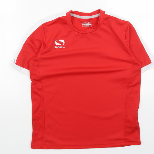 Sondico Boys Red Polyester Basic T-Shirt Size 10-11 Years Round Neck Pullover