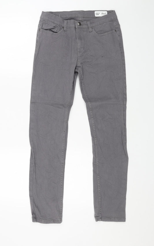 Primark Mens Grey Cotton Skinny Jeans Size 28 in L30 in Regular Button