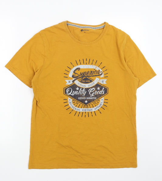 bb collections Mens Yellow Cotton T-Shirt Size M Round Neck - Quality Goods