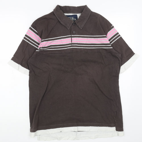 No Fear Womens Brown Cotton Basic Polo Size M Collared