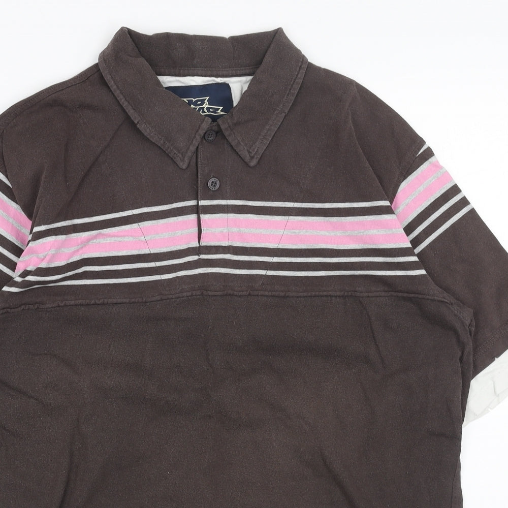 No Fear Womens Brown Cotton Basic Polo Size M Collared