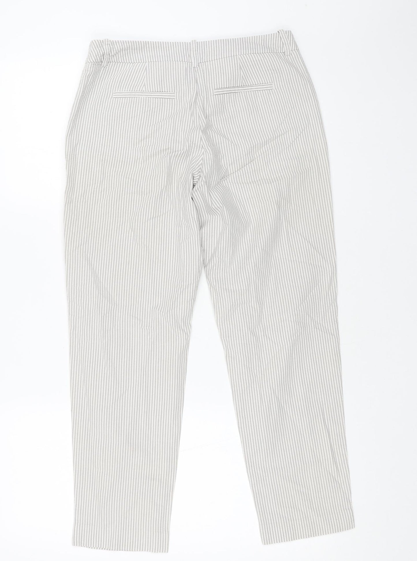 Merona Womens Grey Striped Cotton Trousers Size 6 L25 in Regular Zip