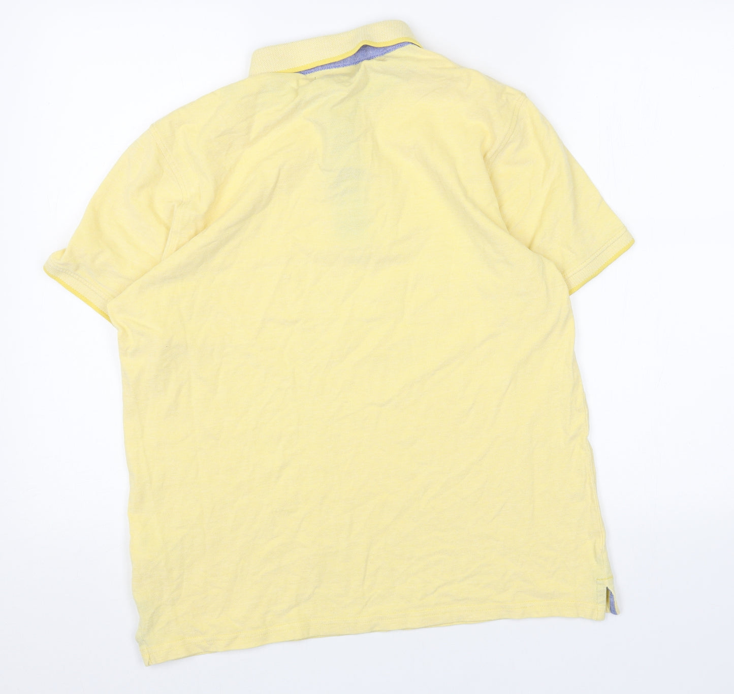 OVS Mens Yellow Cotton Polo Size M Collared Pullover