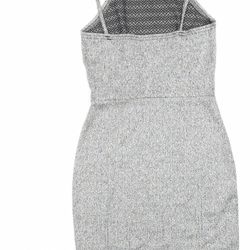 Oh My Love Womens Silver Polyester Bodycon Size XS Square Neck Pullover