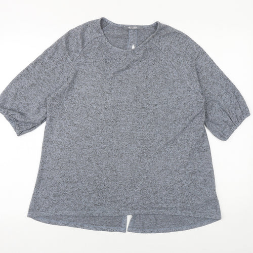 COIN 1804 Womens Blue Geometric Viscose Basic T-Shirt Size M Round Neck