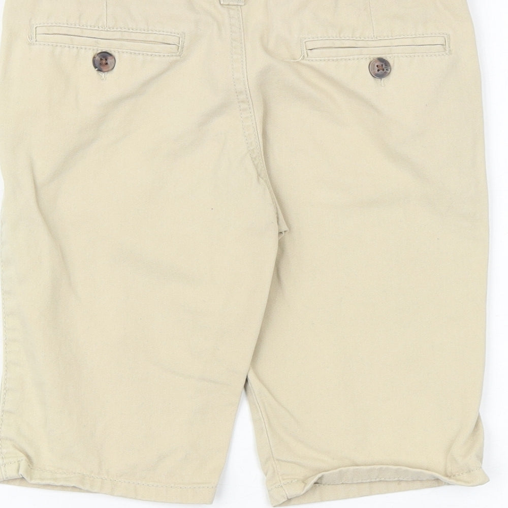 Denim & Co. Boys Beige 100% Cotton Chino Shorts Size 6-7 Years Regular Zip