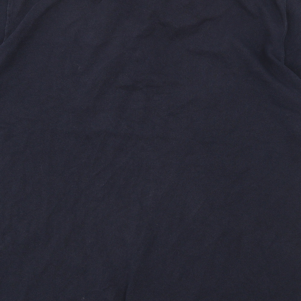 Massimo Dutti Mens Blue Cotton Polo Size XL Collared Button