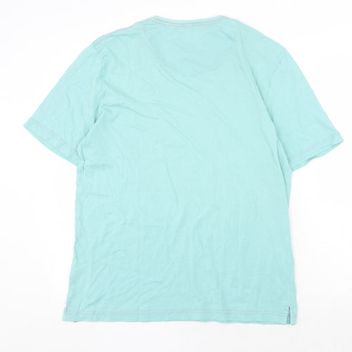 North Coast Mens Green Cotton T-Shirt Size S Round Neck