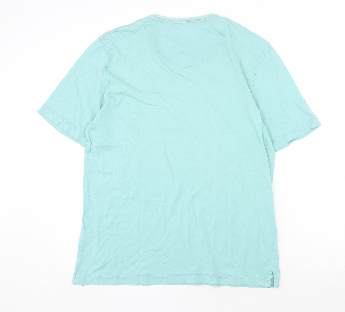 North Coast Mens Green Cotton T-Shirt Size S Round Neck