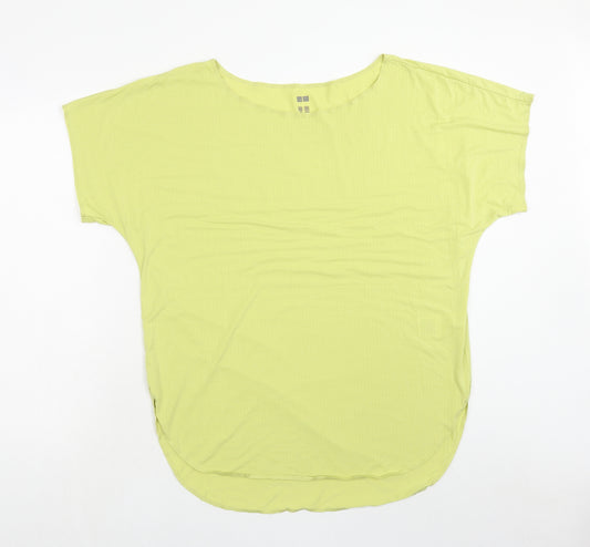 Uniqlo Womens Green Polyester Basic T-Shirt Size L Boat Neck Pullover
