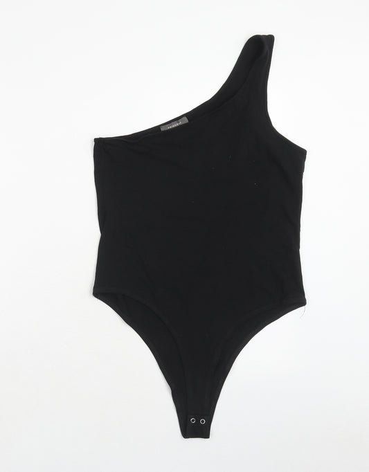 Primark Womens Black Cotton Bodysuit One-Piece Size L Snap