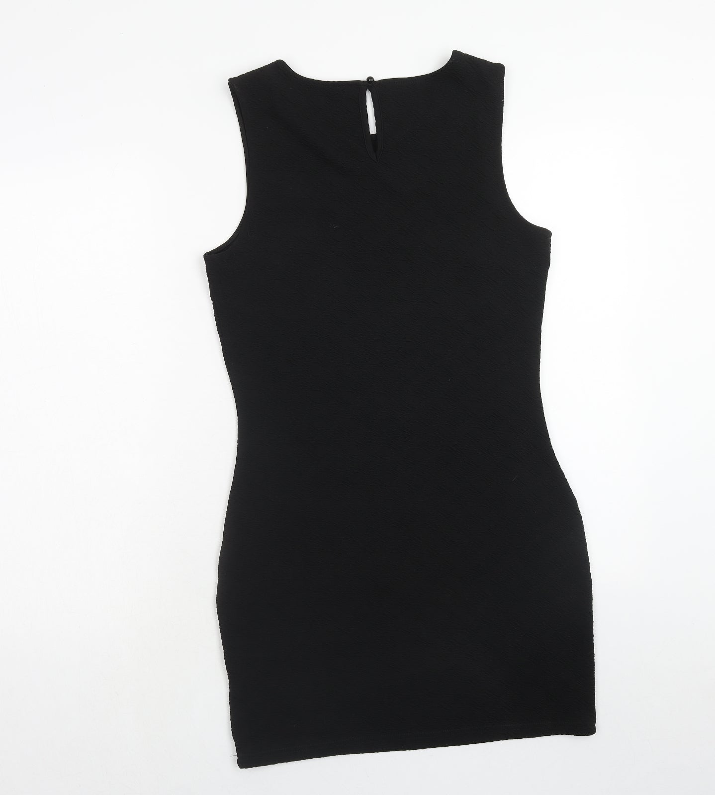 PARISIAN SIGNATURE Womens Black Geometric Polyester Bodycon Size M Round Neck Button