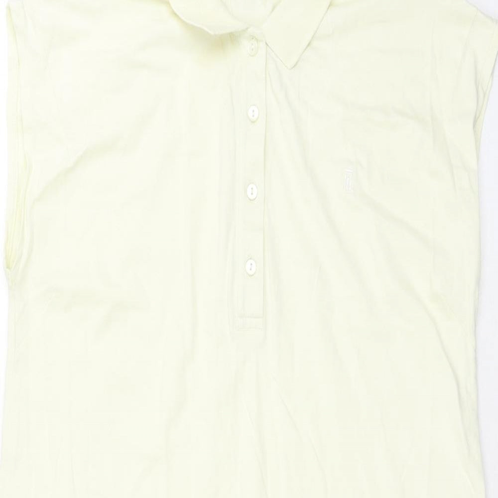 Henri Lloyd Womens Yellow Cotton A-Line Size 2XL Collared Button