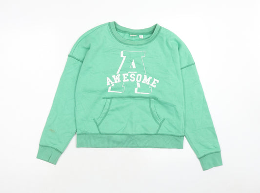 Gap Girls Green Cotton Pullover Sweatshirt Size 12 Years Pullover - Awesome