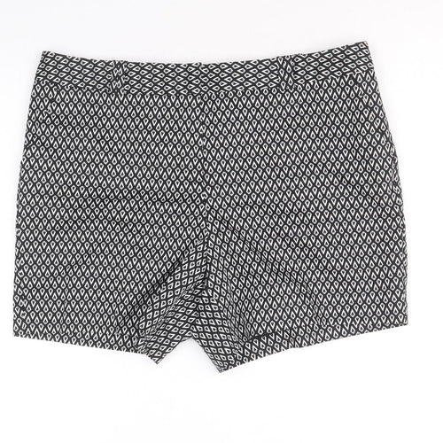 Worthington Womens Black Geometric Cotton Basic Shorts Size 14 Regular Zip