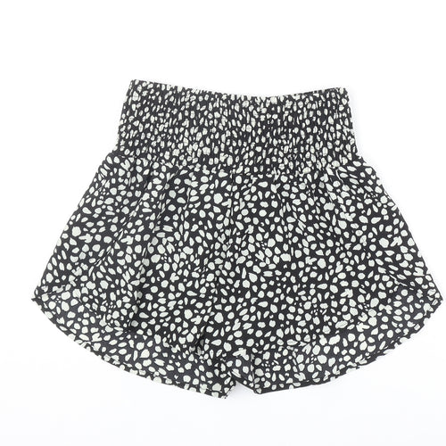 SheIn Womens Black Geometric Cotton Basic Shorts Size S Regular Pull On
